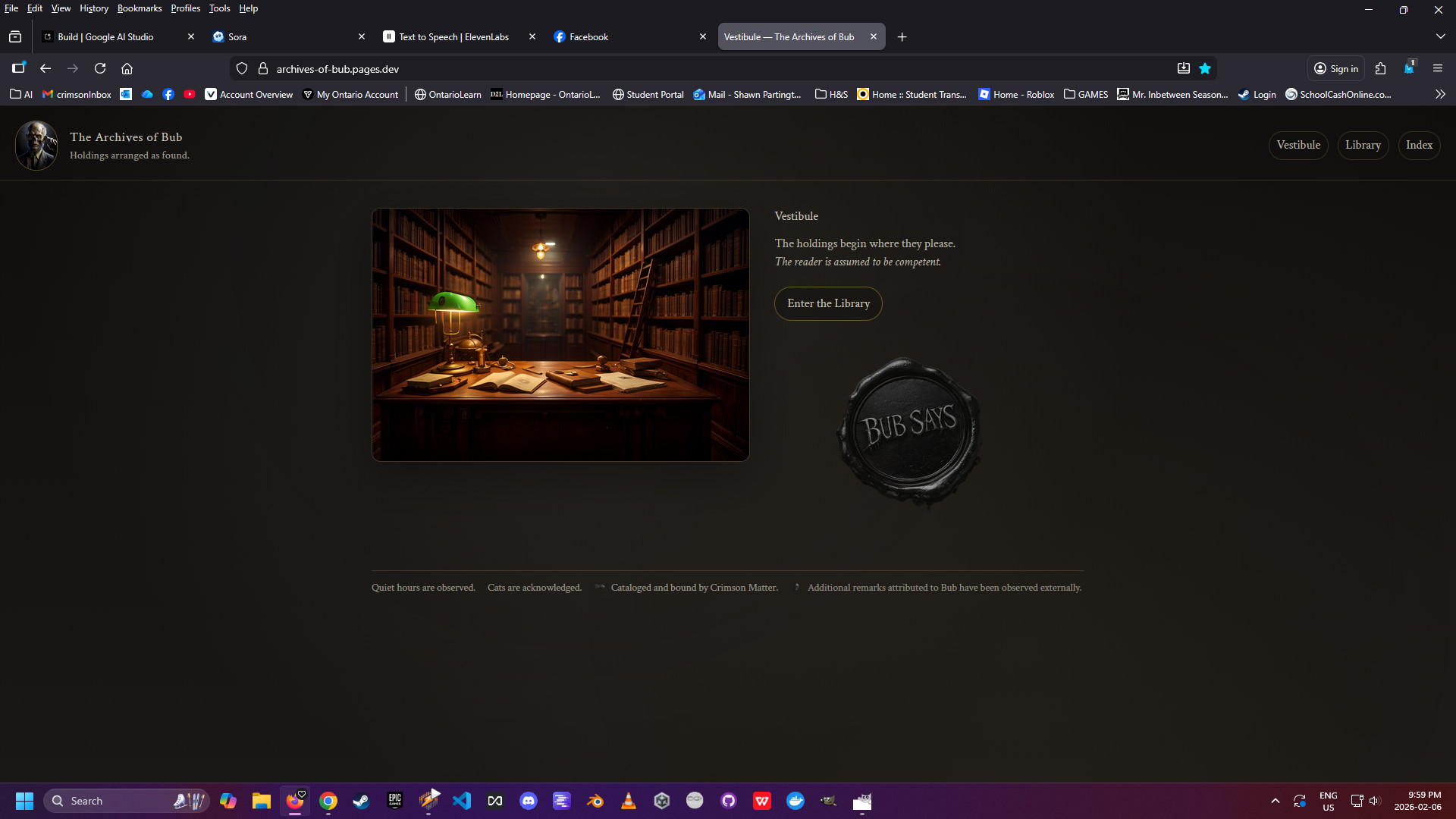 The Archives of Bub website project thumbnail